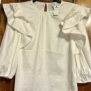 Express NWT White Ruffle Sleeve Blouse